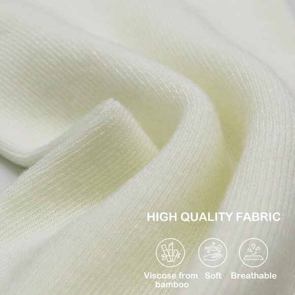 Women 5 Pairs Off-white Crew Thin Ankle Height Anti Odor Soft Ankle Socks - Picture 3 of 6